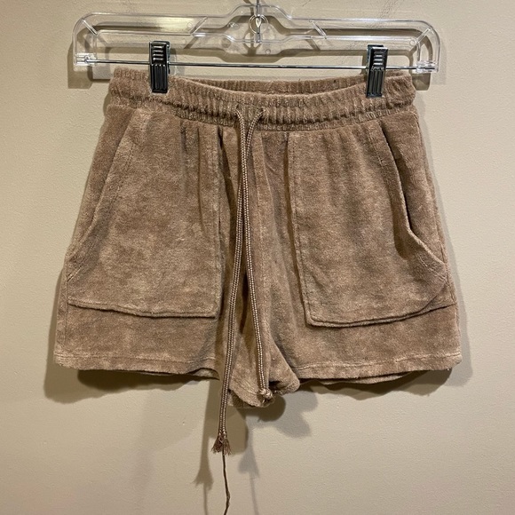 Zara Brown Terry Cloth Shorts - Picture 2 of 9
